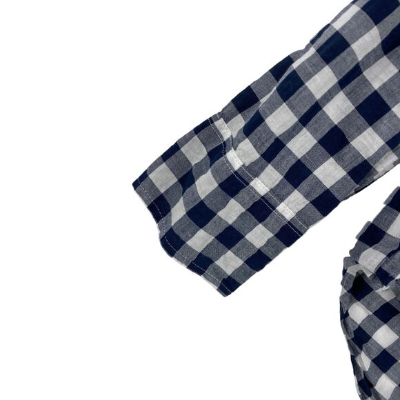 J.CREW Button Up Shirt Womens Medium Navy White Checked 100% Cotton Long Sleeve - Picture 4 of 16